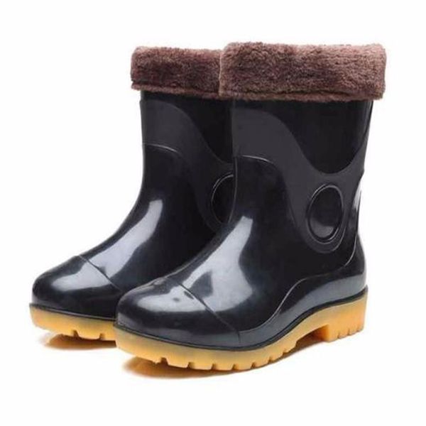 

2019 men rain boots workplace kitchen waterproof anti-skip anti-oil labor shoes male rainy car washing men's shoes w84240q, Black;red