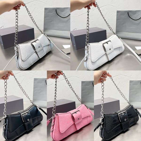 

lindsay new autumn winter underarm bag silver ripple mirror cow leather matte flexibility crocodile embossing black color matching curved fl