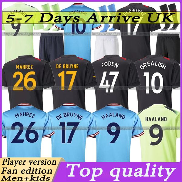 

22 23 haaland mans citys soccer jerseys grealish sterling mans cities mahrez fans player version de bruyne foden 2022 2023 football shirt k, Black;yellow