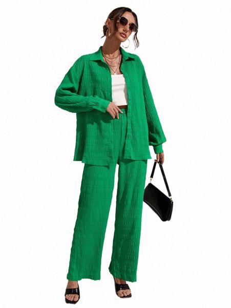 

two piece dress solid drop shoulder shirred shirt & pants 67ct#, White