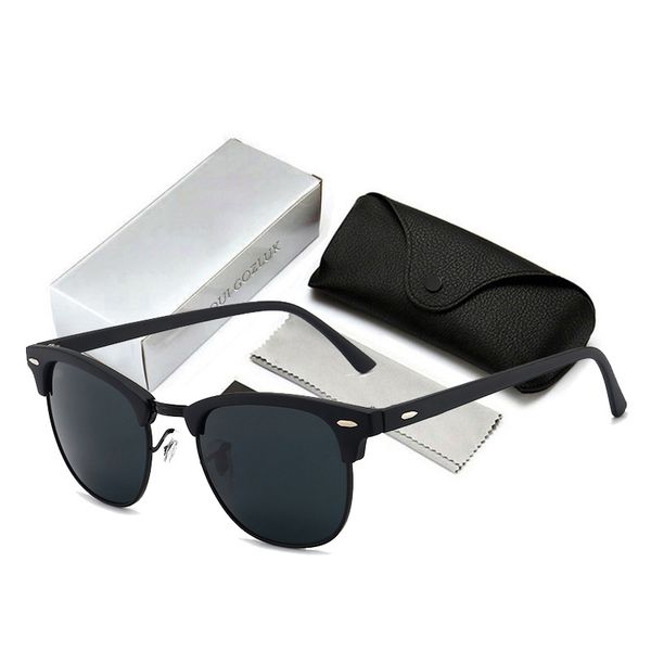 

clubmasters vintage semi-rimless ray brand designer sunglasses women/men ban classic retro oculos de sol gafas uv400 3016g, White;black