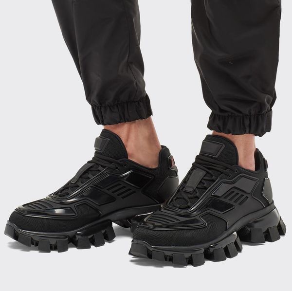 

prad famous brands cloudbust thunder men sneakers shoes technical fabric rubber sole trainers black white comfort skateboard walking