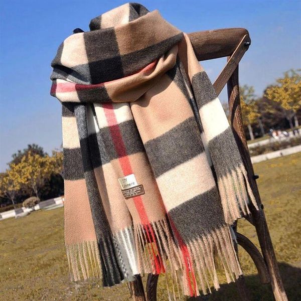 

2021 new scarf autumn and winter english style cashmere thorn wool plaid scarf thickened comfortable warm shawl273u, Blue;gray