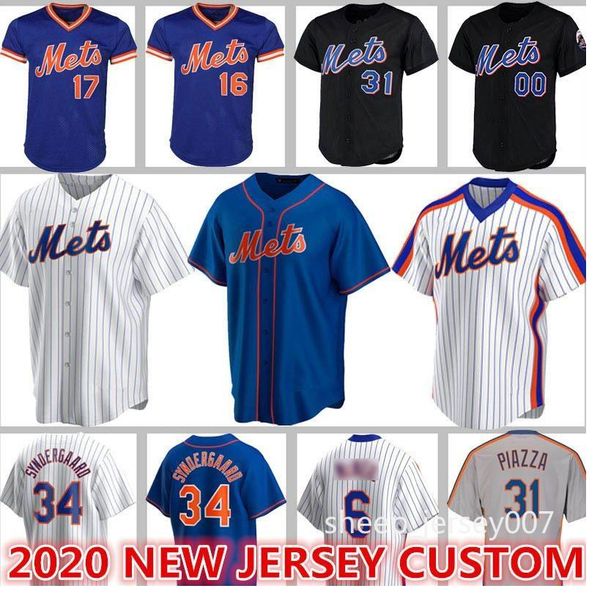 

college wear 2020 custom 20 pete alonso 48 jacob degrom baseball 18 darryl strawberry 31 mike piazza conforto gooden hernandez rosari, Black