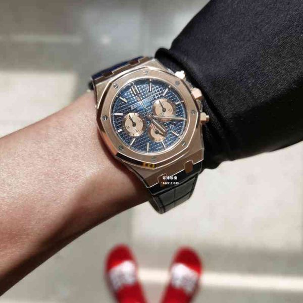 

luxury mens mechanical watch abby oak rose gold blue face timing 26331or oo. d315cr. 01 swiss es brand wristwatch, Slivery;brown