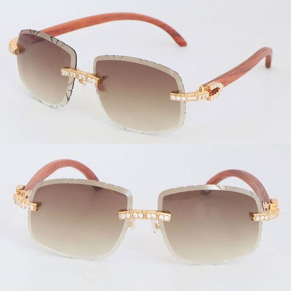 

selling luxury big diamond set wooden sunglasses men original wood rimless glasses womans 8200757 diamond cut lens eyeglasses male and femal, White;black
