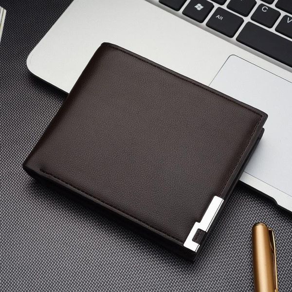 

designer leather purse short card bag simple folding wallet fashionable style can hold driver's license, Red;black