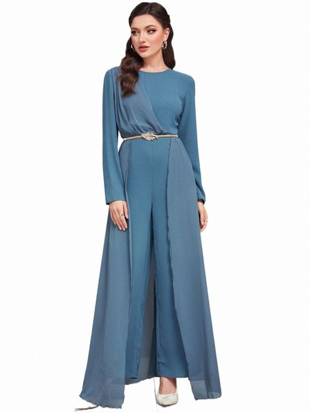 

women's jumpsuits & rompers round neck overlay belted jumpsuit g2yh#, Black;white