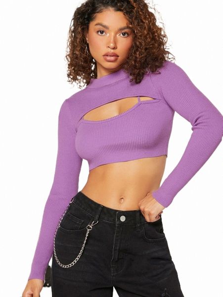 

women's sweaters mock neck cut out crop sweater 93tl#, White;black