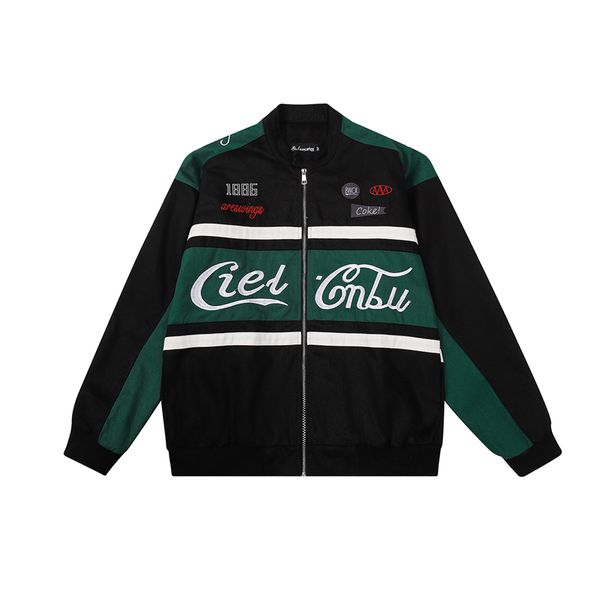 

men's plus size outerwear coats new color match letter striped stand autumn motorcycle jacket mens streetwear outwear casual windbreake, Black;brown