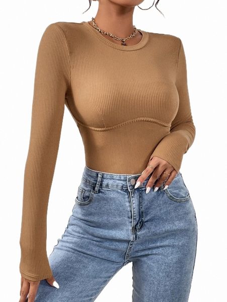 

women's t-shirt solid ribbed knit tee bodysuit q4rh#, White