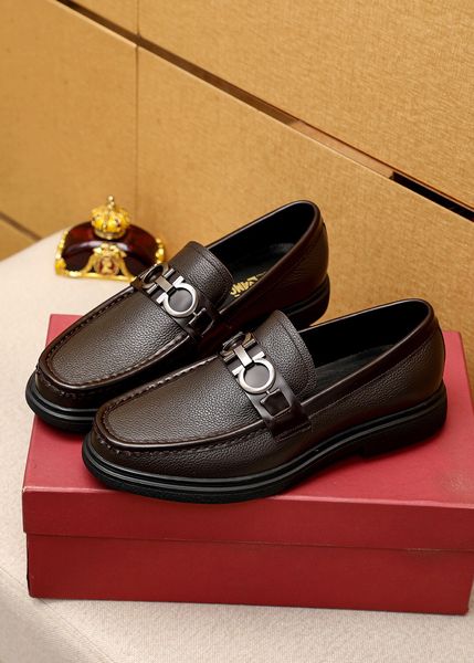 

2022 mens dress shoes designer office oxfords business formal genuine leather platform formal brand party wedding flats casual loafers size, Black