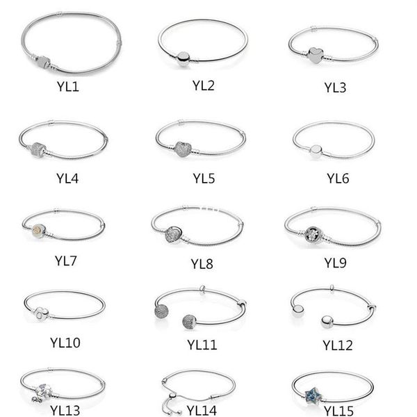 

authentic s925 sterling silver heart charms bracelet 6 3 inch 16cm fit pandora european beads jewelry bangle real silver bracelet 261e, Golden;silver