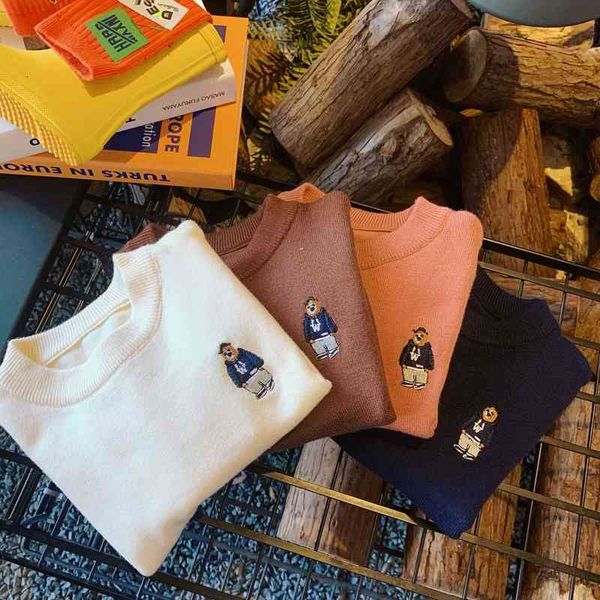 

children's pullover autumn boys and girls fashion cartoon sweater pullover baby bear sweater, Blue