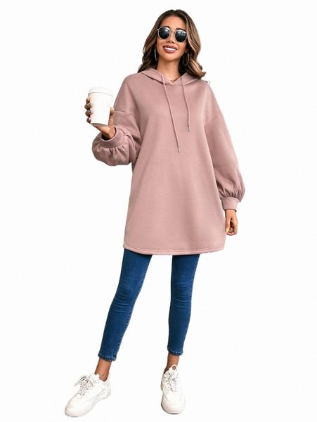 

women's hoodies & sweatshirts bishop sleeve drawstring hoodie 530p#, Black