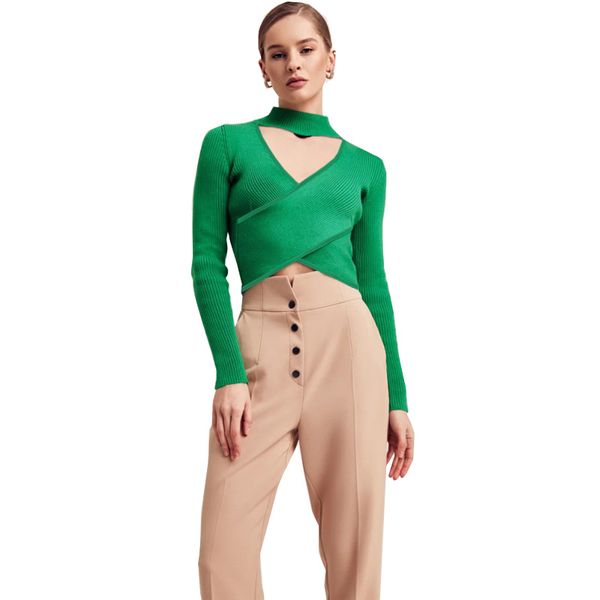 

2022 autumn winter knits new european and american long-sleeved sweater rib cross bottoming shirt top, White