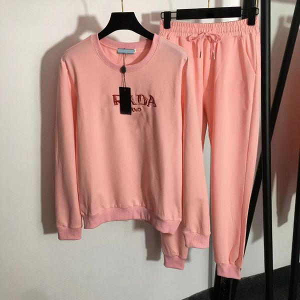 

22 designers tracksuits sport suit new tracksuit fashion prad sports suit chest embroidered letters round neck long sleeve hoodie elastic wa, Gray