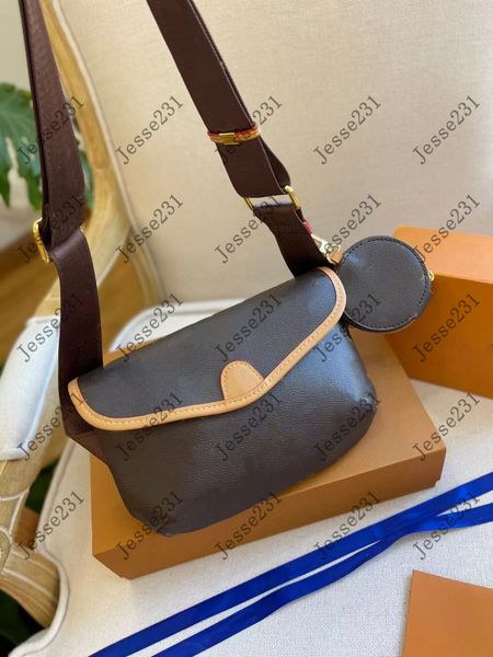 

genuine leather designer luxury lady bag crossbody 2pcs/set women shoulder bags brown flower cross body purse messenger handbags with box du