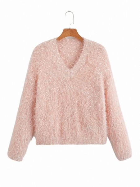 

women's sweaters drop shoulder fuzzy confetti sweater z4lu#, White;black