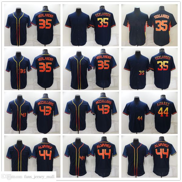 

new baseball 35 justin verlander jerseys stitched 44 yordan alvarez 43 lance mccullers jersey breathable sport black home away blank size s-, Blue;black