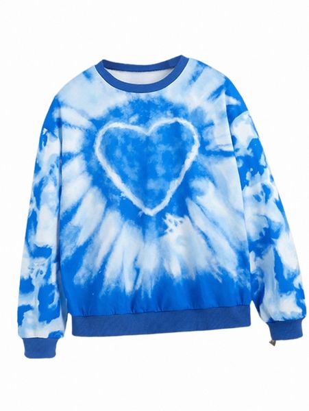 

women's hoodies & sweatshirts heart print tie dye sweatshirt j1vk#, Black