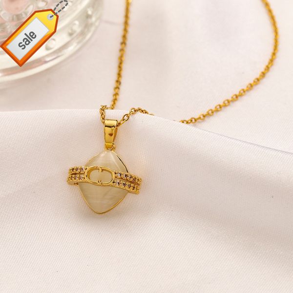 

luxury designer necklaces for women fashionable korean gold-plated dijia d family necklace female brass inlaid opal cd letter temperament cl, Silver