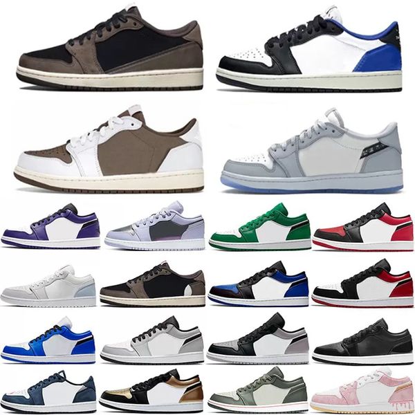 

men women jumpman 1 low basketball shoes 1s triple white shadow university blue unc black bred toe paris chicago light smoky grey