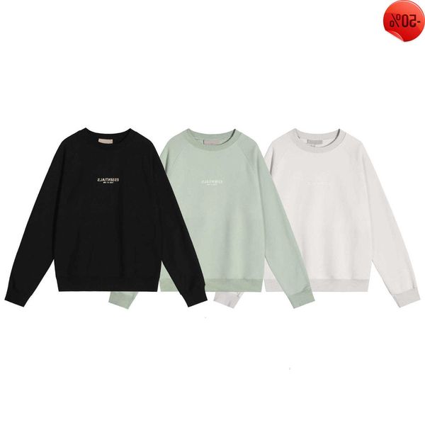 

autumn and winter 2022 new sentials sweater plush men's round neck long sleeve large cht letter multi thread fog, Black