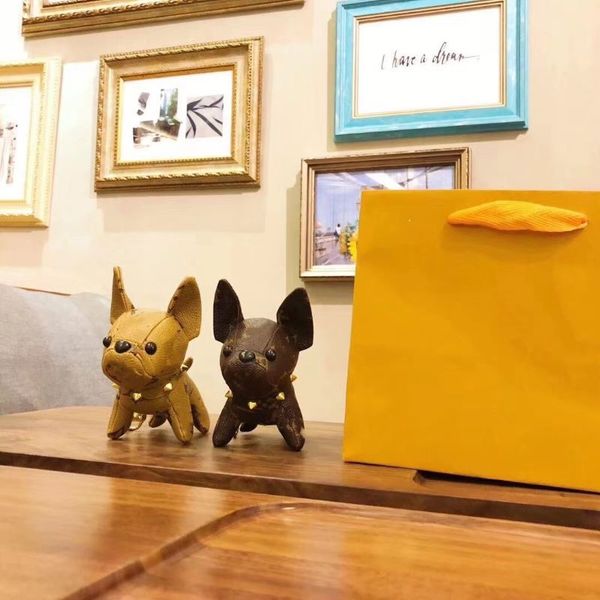 

fashion key buckle car keychain cute dog handmade pendant fashion accessories keyrings with logo leather more pictures contact us for women, Silver