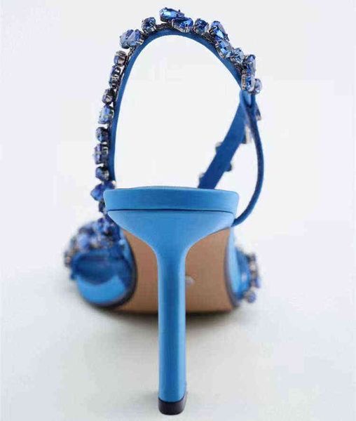 

slipper ankle luxury rivet high heel shoe 2022 summer new women pump pointy versatile prom sandal 8cm 220622, Black