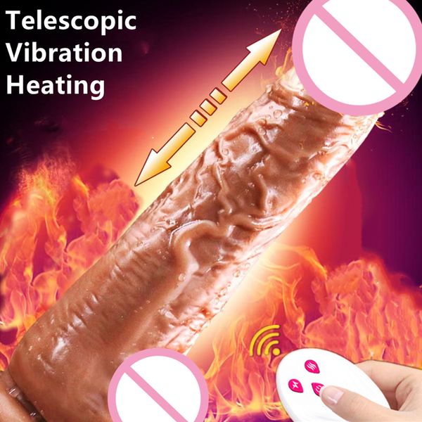 

beauty items 2022 telescopic dildo vibrator for female big real penis wireles remote control heating toys women suction cup toy