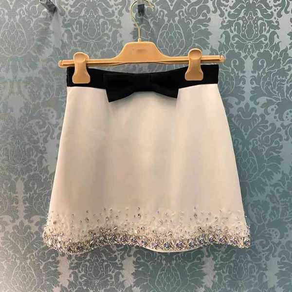 

skirts light luxury court style skirt summer new diamond studded celebrity heavy industry temperament, Black