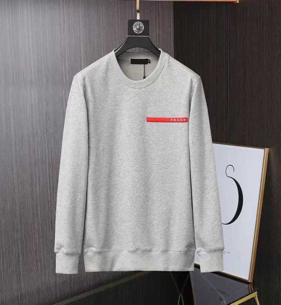 

222ss designer europe prad men's hoodie autumn and winter new alphabet bar round neck casual long sleeve sweater casual male and female, Black