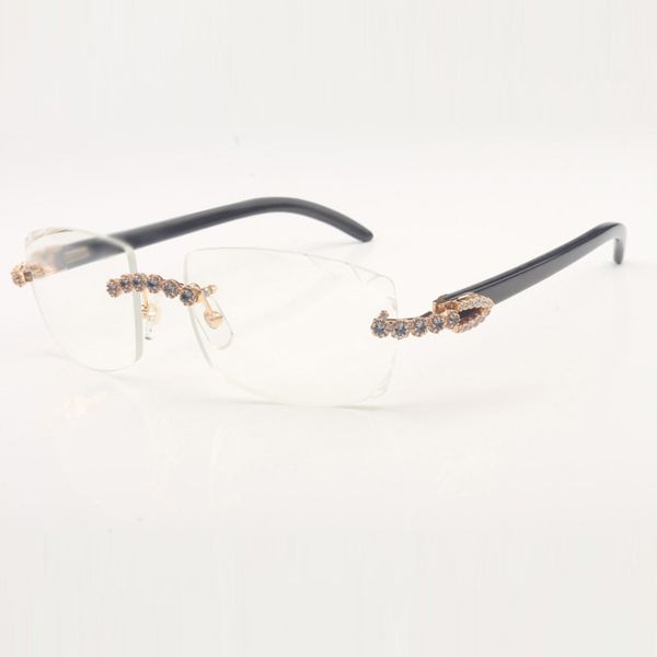

blue bouquet diamond buffs sunglasses frames 3524015 with natural buffalo horn legs and 57 mm clear cut lens, Silver