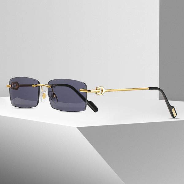 

luxury designer sport sunglasses lovers sunglasses small frame head womens rimless sun glasses silver gold metal eyewear rectangle colored l, White;black