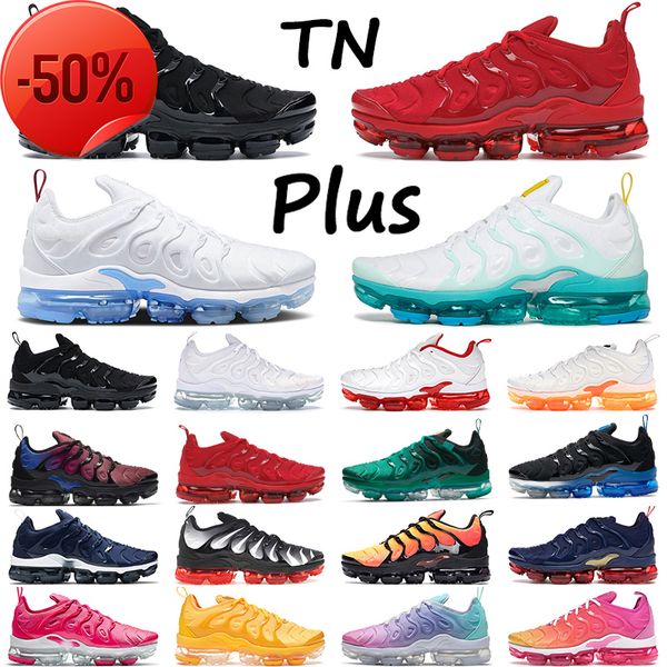 

running shoes boots 2022 new tn plus running shoes triple white black laser blue volt orange gradients cherry red cool wolf grey neon mens w