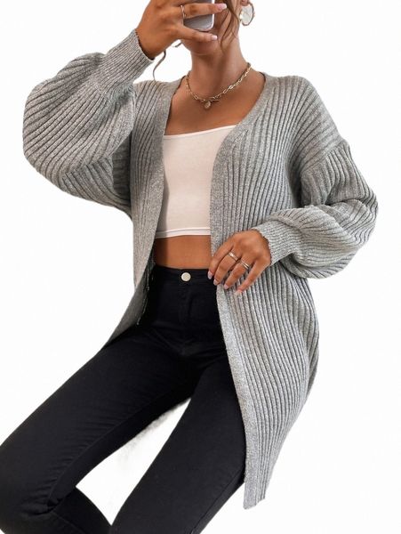 

women's sweaters drop shoulder ribbed knit duster cardigan n03p#, White;black