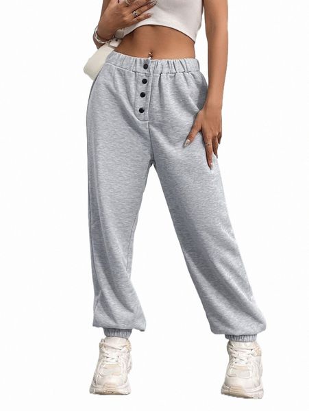 

women's pants & capris button front elastic waist pants 44km#, Black;white
