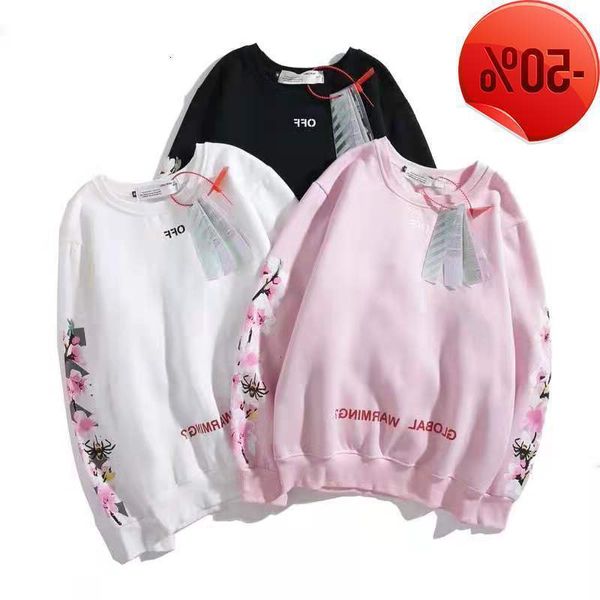 

2021 autumn winter off new petal arrow print casual round neck plush sweater men's and women's batch, Black