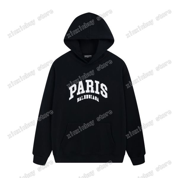 

xinxinbuy men designer hoodies paris big letters print webbing women oversize black white xs-l, Black;brown