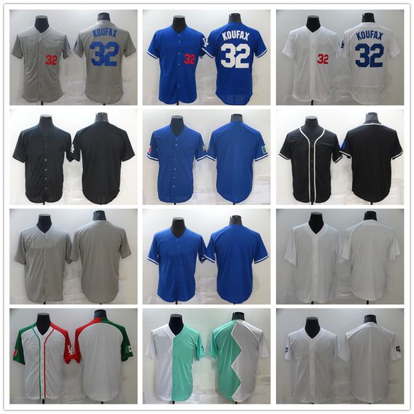 

ncaa baseball 32 sandy koufax jerseys stitched blank jersey breathable sport white black blue home away blank men size s-xxxl, Blue;black