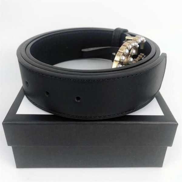 

luxury designer belts 2021 womens mens double letters leather black women snake big gold buckle men classic casual pearl ceinture with2726, Black;brown