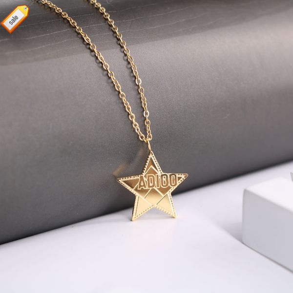 

luxury designer necklaces for women 18k gold titanium steel d home corrosion lattice pentagonal star letter necklace women's simple and, Silver