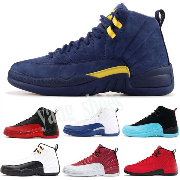

12 12s fiba cny bumblebee mens shoes reverse taxi game royal blue gym red wings grey men sports sneakers trainers y06318s, Black;brown