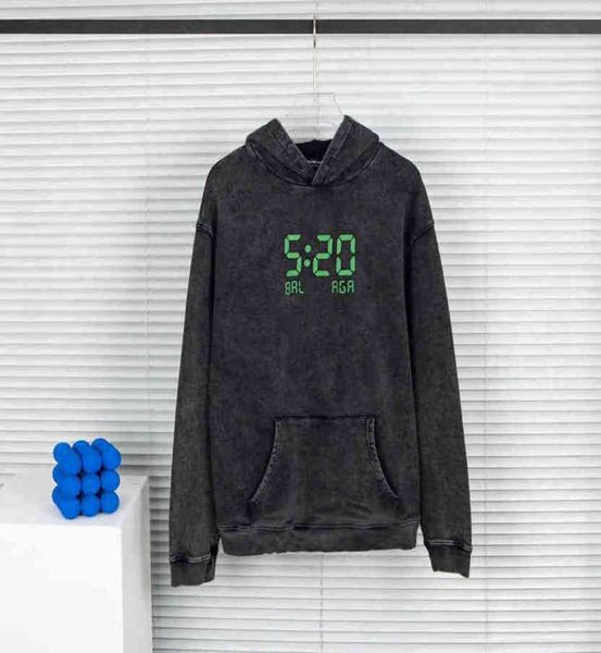 

222ss paris fashion bb designer hoodie luxury balenciga graffiti 520 luminous printing back letter printing men's and women's hood, Black