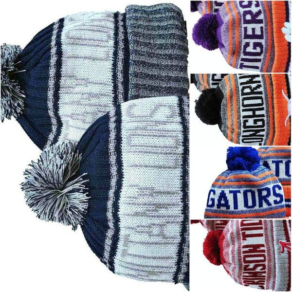 

men all team knitted cuffed pom beanie penn state nittany hats sport knit hat striped sideline wool warm football beanies cap for women&#039, Blue;gray