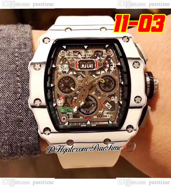 

2022 11-03 a21j automatic mens watch carbon fiber case black skeleton dial big date white crown rubber strap 8 styles watches puretime e5, Slivery;brown