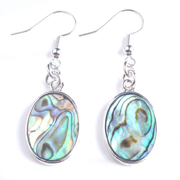 

10pair new zealand natural abalone shell dangle earring beads oval pendant earrings fashion ear jewellery for female v9000, Silver
