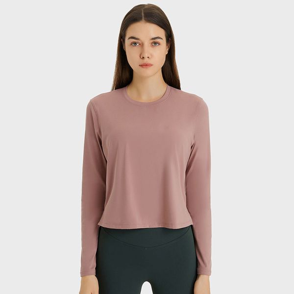 

l_205 crewneck long sleeve shirt cotton yoga shirts slit fit sweatshirt stretchy breathable sports
