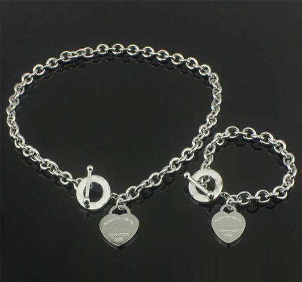 

classic heart necklace bracelet set jewelry fashion birthday c, Silver